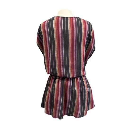 NEW Rails Lucca Linen Vertical Brava Stripe Striped Smocked Waist Mini Dress Med - Picture 9 of 12